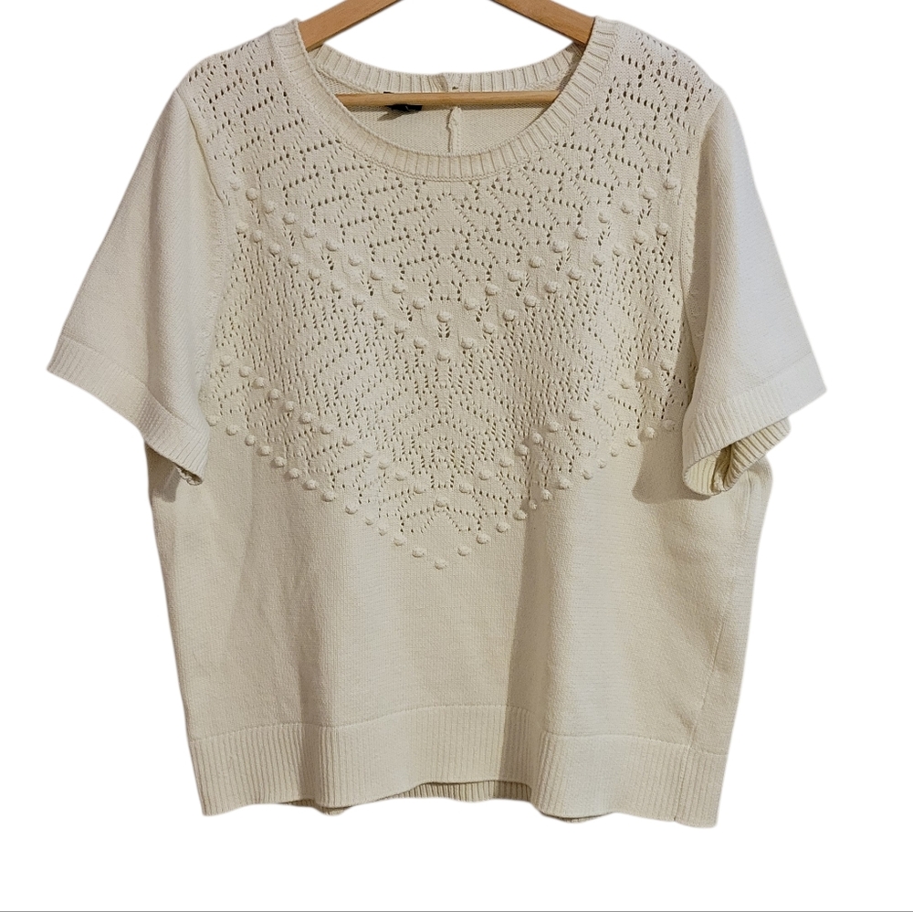 Talbots Ivory Knit Short Sleeve Sweater